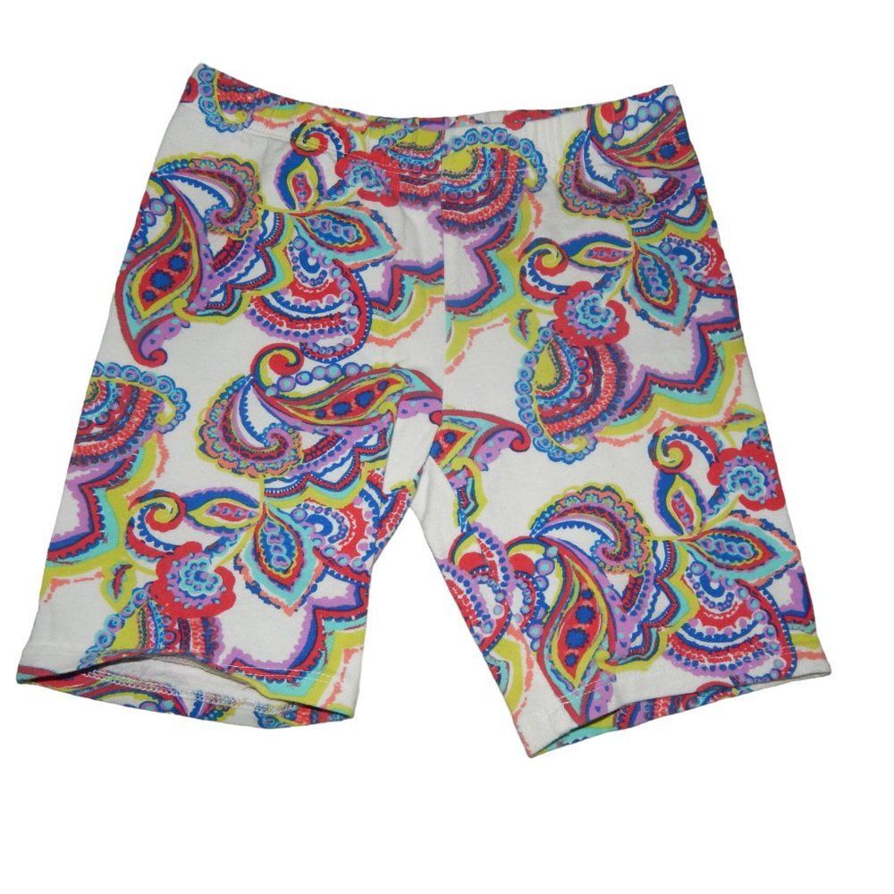 Faded Glory Girls Small 6‑6x Colorful Paisley Floral Cotton Spandex Biker Shorts